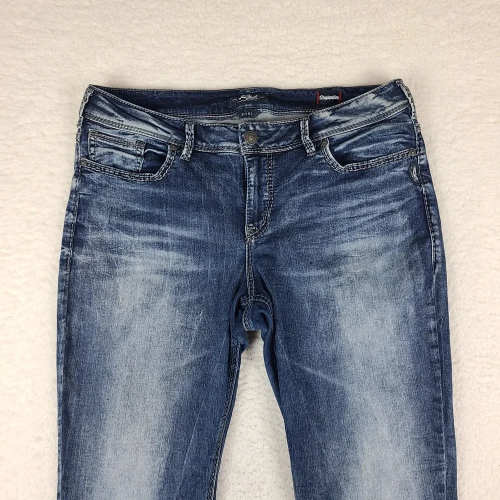 Silver Jeans Womens 18x31 Blue Suki High Slim Boot Denimotion Dark Wash Denim *